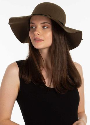 Женская шляпа федора, зимня 56-59 см. синя.1 фото