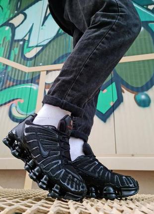 Nike shox tl, мужские кроссовки найк шокс черные, мужественные чёрные кроссовки найк шок