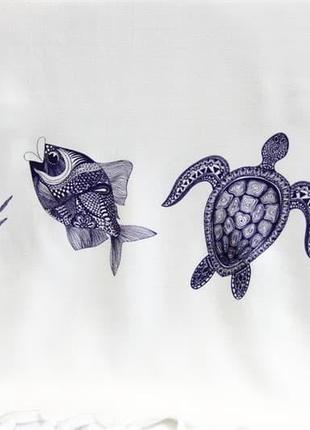 Рушник bamboo peshtemal 90*180см sea creatures3 фото