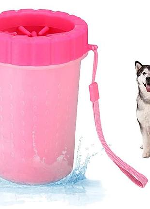 Лапомийка стакан для миття лап soft pet foot cleaner rose