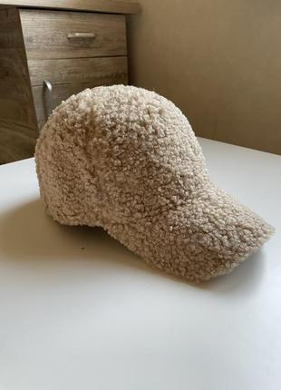 Кепка бейсболка тепла на флісі тедді баранчик барашик зима весна хутро зимова осіння утеплена
