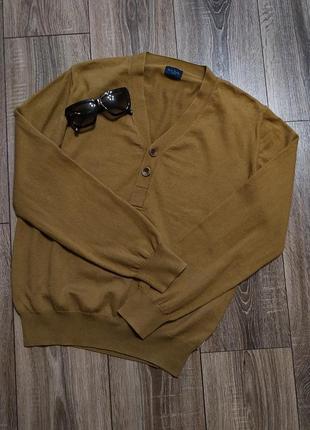 Paul smith jeans шерсть с хлопком стильный джемпер бежево горчичного цвета