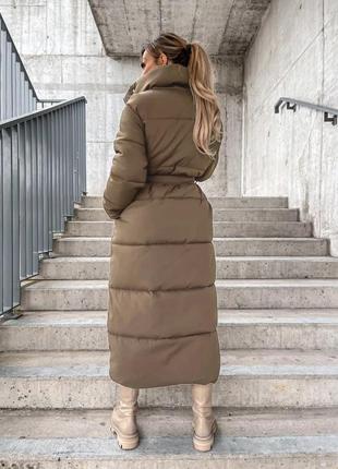 Пальто женское зимнее длинное цвет мокко плащевка +синтепон размер 42, 44, 46, 483 фото