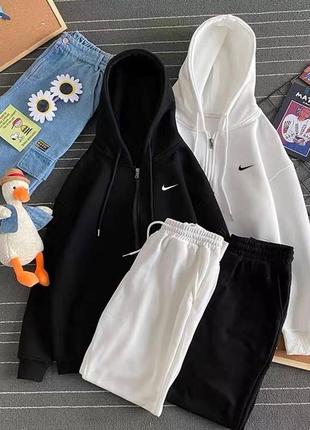 Спортивный костюм на флисе от nike спортивные штаны кофта на замке с капишоном