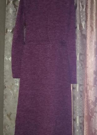 Стильное бордовое трикотажное комфортное платье меланж на кулиске karree флайти4 фото