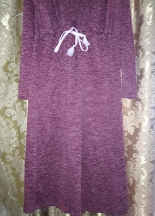 Стильное бордовое трикотажное комфортное платье меланж на кулиске karree флайти5 фото