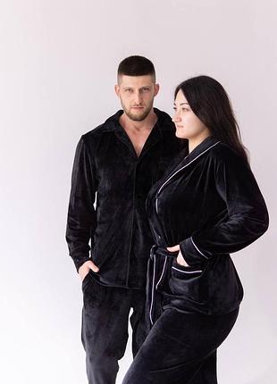 Чоловіча плюшева піжама, гарна піжама для чоловіка, домашній костюм плюш велюр