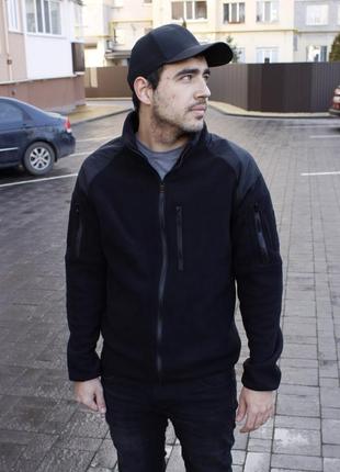 Флісова куртка тактична на застібці чорна