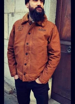 Стильная байкерская куртка warson motors heavy big chief кафе рейсер винтаж ретро мото2 фото