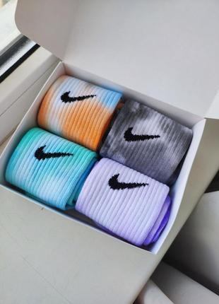 Набор комплект 4 пары носки nike tie dye  в коробке