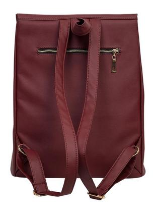 Рюкзак бордовый большой вместительный кожаный эко стильный8 фото