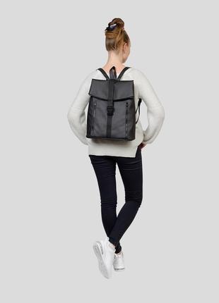 Рюкзак большой женский вместительный кожаный эко черный2 фото