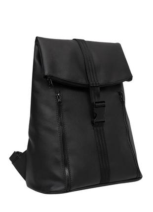 Рюкзак большой женский вместительный кожаный эко черный5 фото