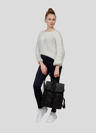 Рюкзак большой женский вместительный кожаный эко черный3 фото