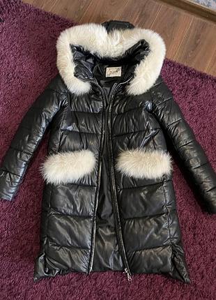 Пуховик экокожа
