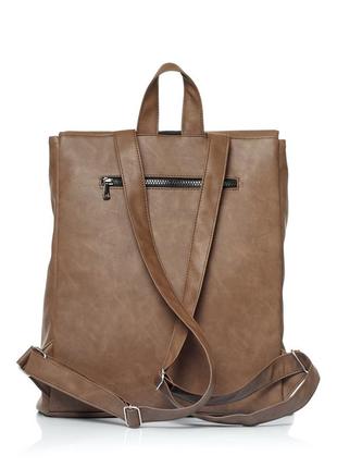 Рюкзак великий жіночий коричневий місткий шкіра нубук еко6 фото