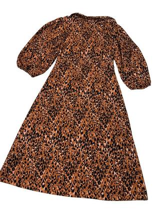 Леопардовое мини платье с рукавами объемными8 фото