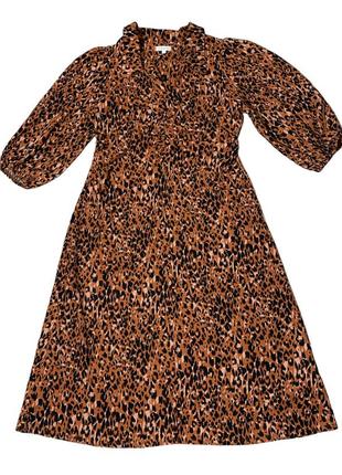 Леопардовое мини платье с рукавами объемными2 фото