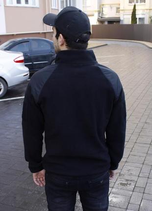 Флісова куртка тактична на застібці чорна7 фото