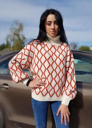 Свитер женский оверсайс в узор flex moda молочный
