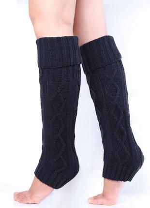 Жіночі гетри з ефектом в'язки темно-сині 5433