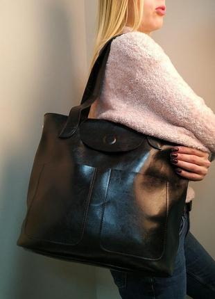 Женская офисная сумка на плечо из натуральной кожи9 фото