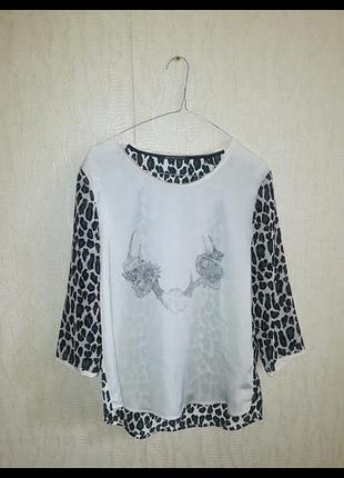Брендова легка шифонова блуза кофточка maison scotch з оригінальним принтом