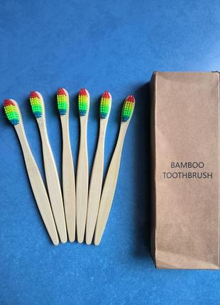 Бамбукова зубна щітка набір 6 шт