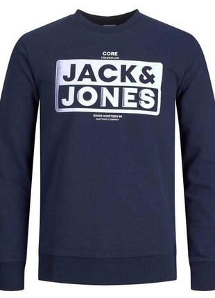 Утеплений чоловічий світшот бренду jack & jones із бавовни з круглим вирізом.