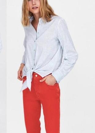 Стильные коралловые мом джинсы zara