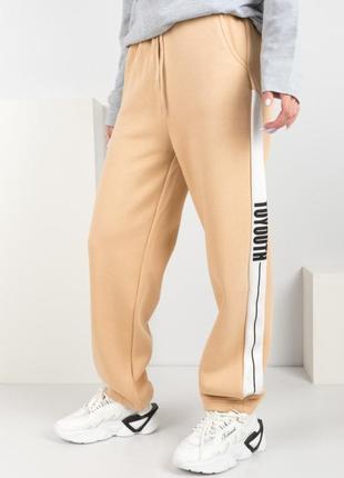 Женские зимние теплые спортивные брюки штаны на флисе прямые1 фото