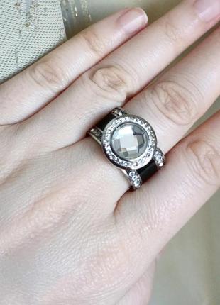 Широке кільце медична сталь срібло чорне