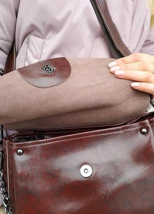Женская сумка из натуральной кожи, коричневая6 фото