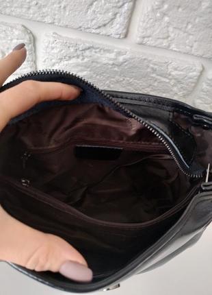 Женская сумка из натуральной кожи, черная10 фото