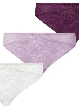 Комплект жіночих високих трусиків із 3 штук, розмір xxl/3xl, колір бузковий, білий, фіолетовий