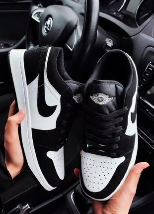 Чоловічі кросівки nike air jordan 1 low black/white чорні шкіряні демісезонні