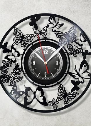 Бабочки часы часы с бабочками виниловые бабочки часы настенные виниловые настенные часы 30 см метелики3 фото