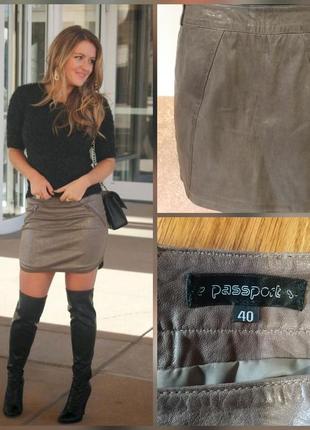 Фирменная стильная качественная натуральная кожаная мини юбка.