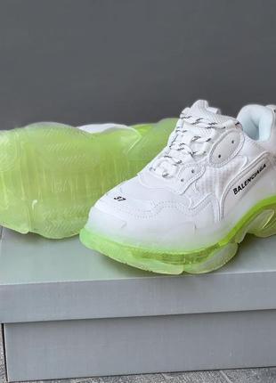 Кросівки в стилі balenciaga triple s clear sole white\lime
