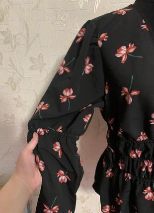 Блуза топ с объемными рукавами в цветы asos2 фото