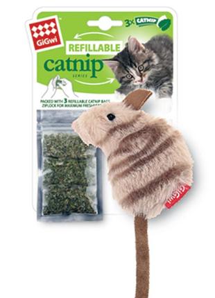 Іграшка для котів мишка з котячою м'ятою gigwi catnip, штучне хутро, котяча м'ята, 10 см
