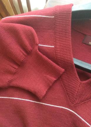 Бордовый шерстяной пуловер4 фото