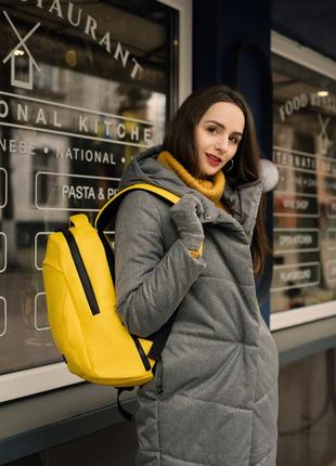 Рюкзак желтый яркий вместительный кожаный эко2 фото