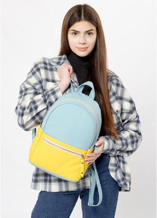 Женский рюкзак  dali bpse голубой с желтым2 фото