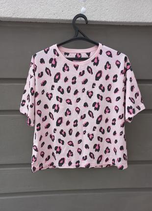 Футболка з узором, футболка с принтом, вільна футболка рожевого кольору для дівчинки