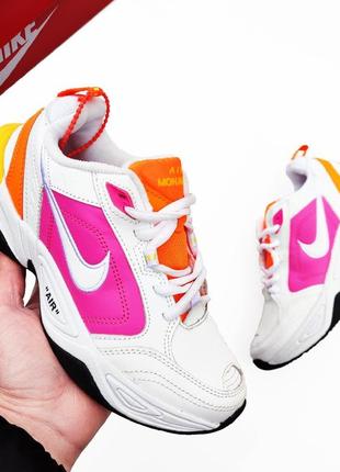 Женские кроссовки nike air monarch white/pink белые с розовым кожаные найк монарх8 фото