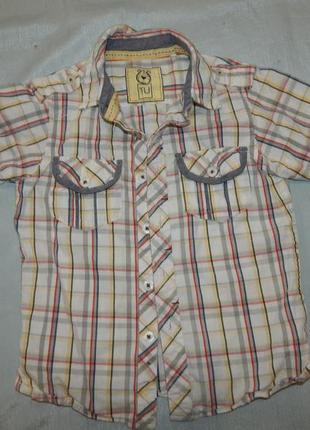 Рубашка в клетку на мальчика 2-3 года с карманами tu
