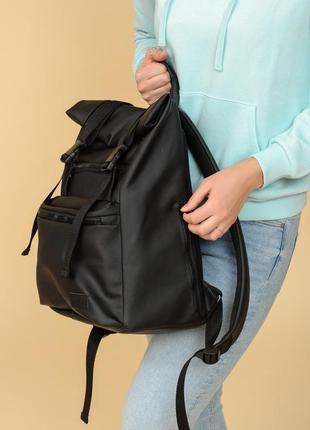 Рюкзак большой раскладной женский черный рюкзак ролл кожаный эко6 фото
