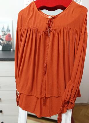 Вісозна натуральна блуза кофтинка в стилі бохо2 фото