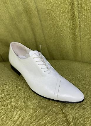 Белые мужские кожаные туфли 44 размер2 фото